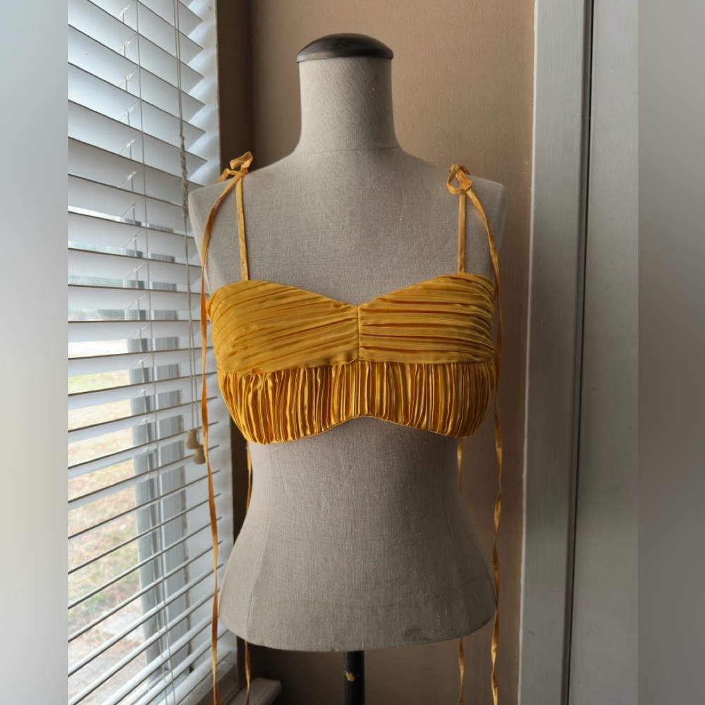 Atelier Ndigo Yellow Ruched Bralette Top